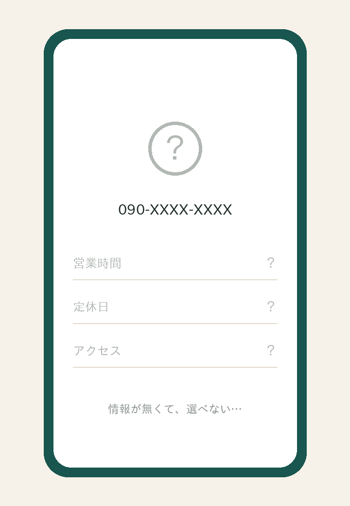 サイトが無い状態：情報が分からないスマホ画面